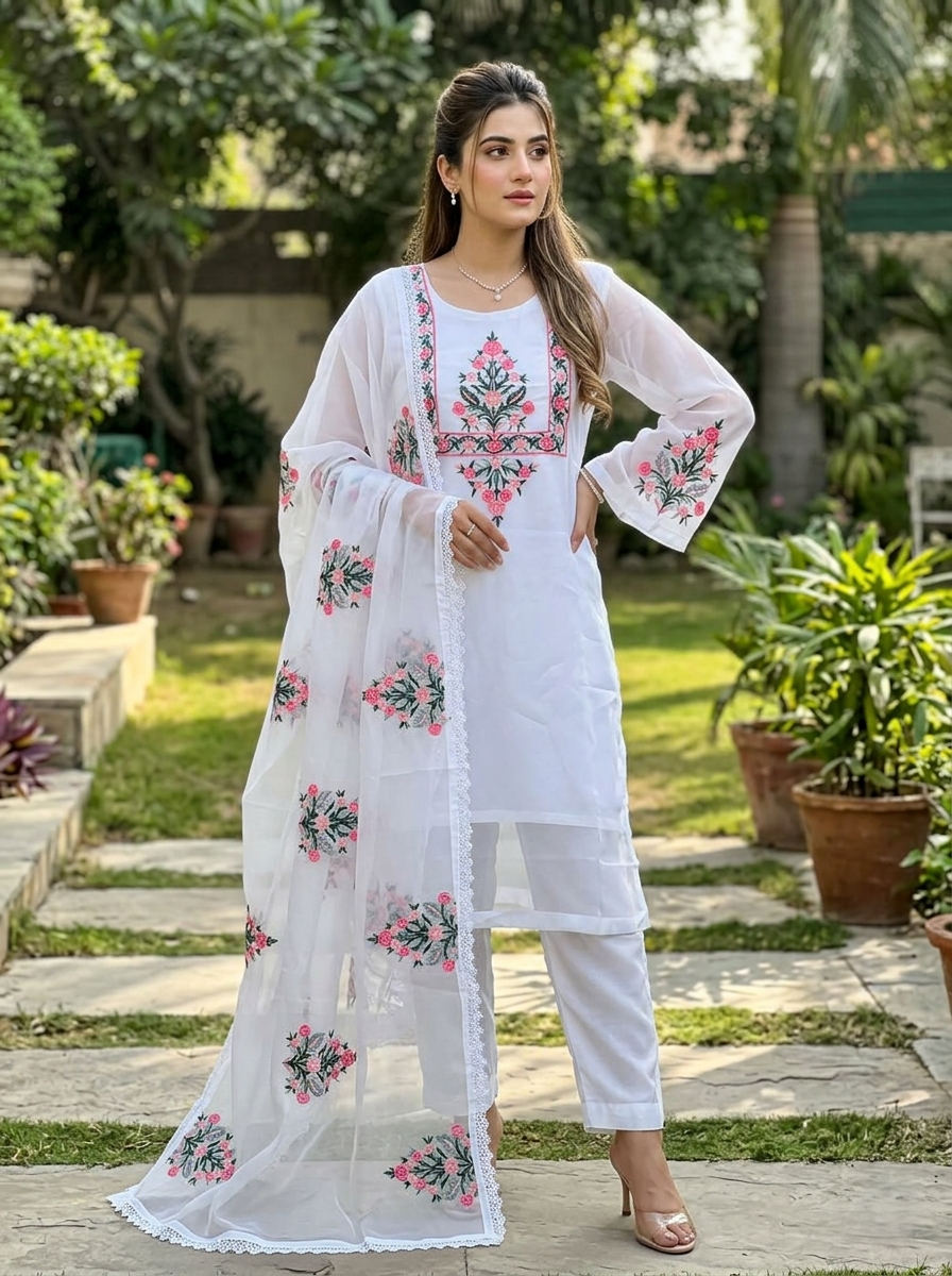 Elegant Chiffon 3 Piece Stitched Suit for Women | Pakistani Indian Dress | Dubai UAE