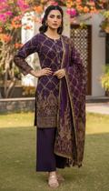 3 piece ready to wear jacquard suit for women in UAE, embroidered jacquard dress with dupatta